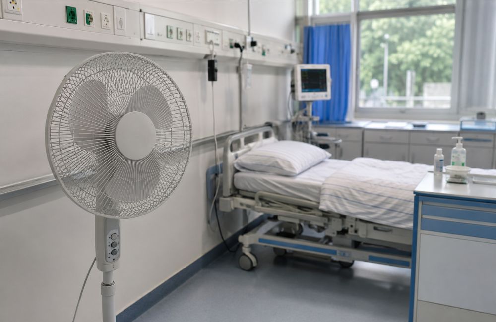 Ventilatoren im Krankenhaus: Kühlen nur mit klaren Hygieneregeln